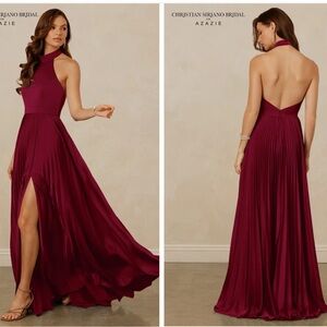 Christian Siriano Deep Red Backless Gown